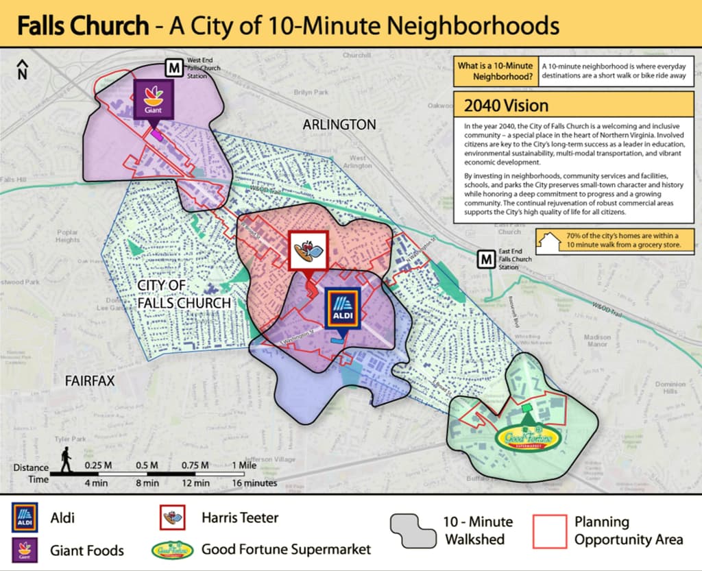 Map of Falls Church - A City of 10-Minute Neighborhoods